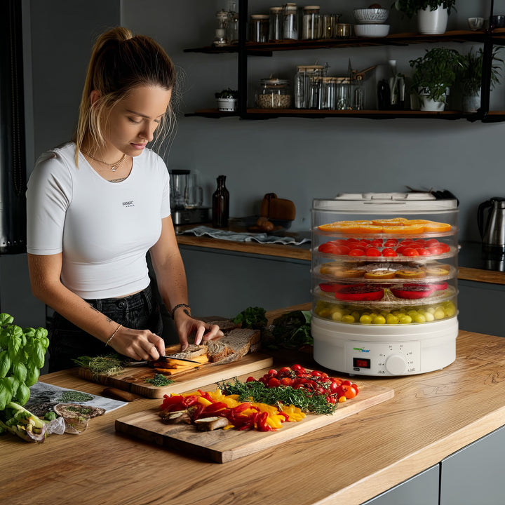 Uscator pentru legume, ciuperci, fructe si ierburi GreenBlue GB190, 5 straturi, 250 W