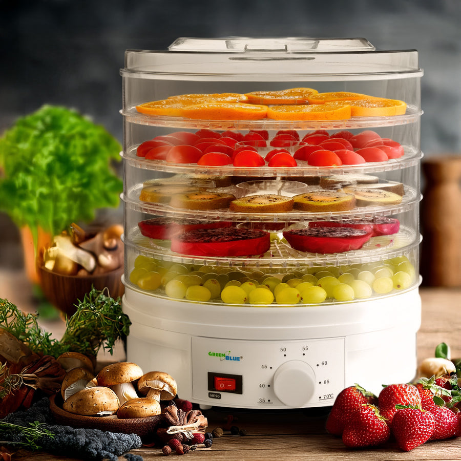 Uscator pentru legume, ciuperci, fructe si ierburi GreenBlue GB190, 5 straturi, 250 W