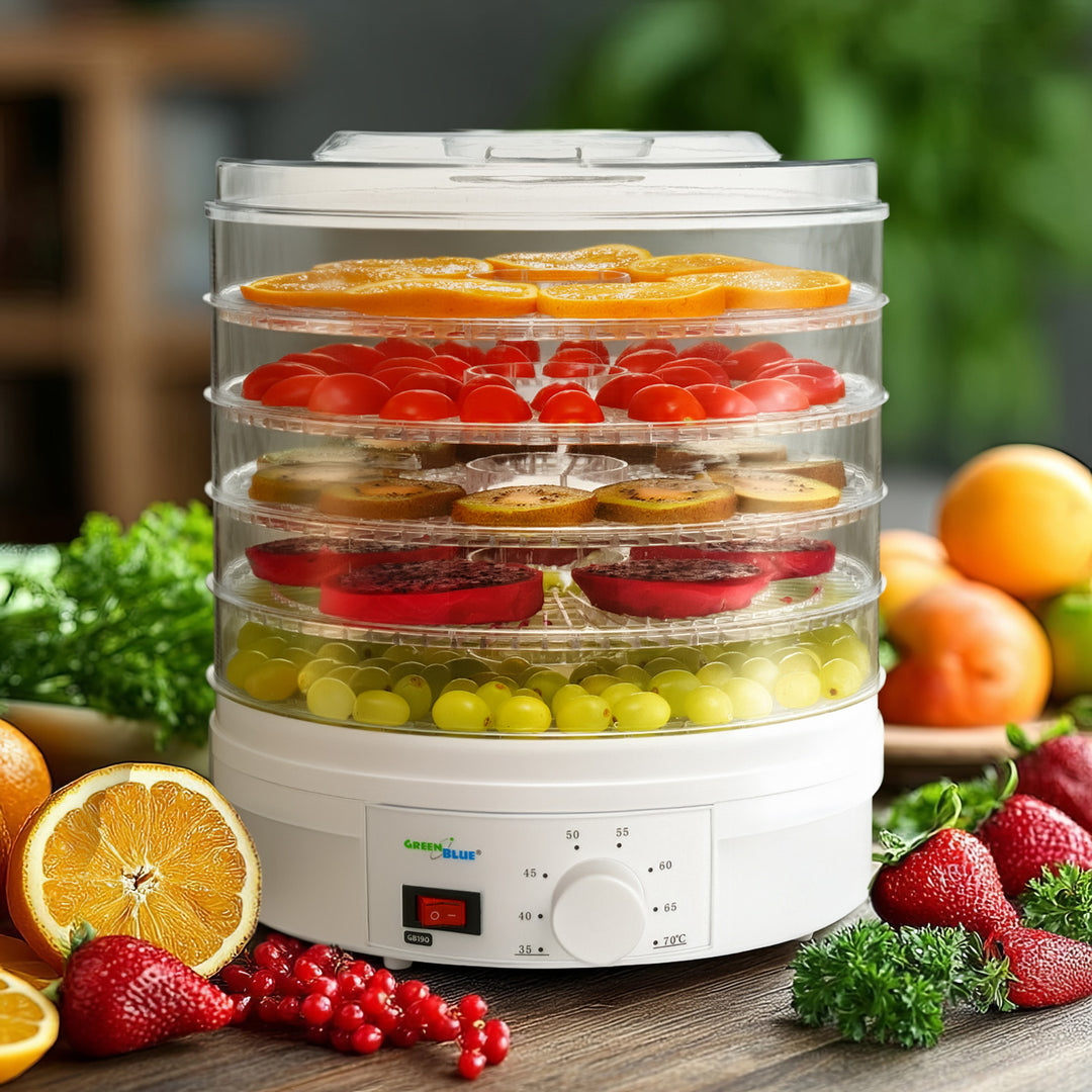 Uscator pentru legume, ciuperci, fructe si ierburi GreenBlue GB190, 5 straturi, 250 W