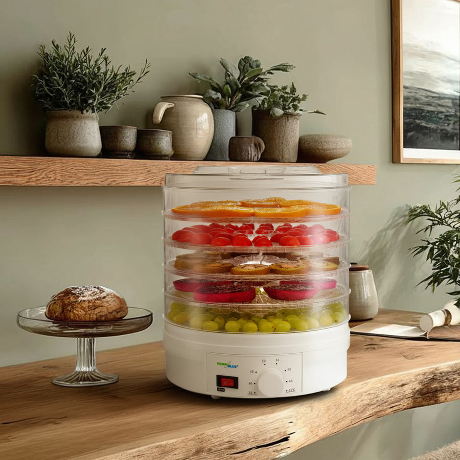 Uscator pentru legume, ciuperci, fructe si ierburi GreenBlue GB190, 5 straturi, 250 W