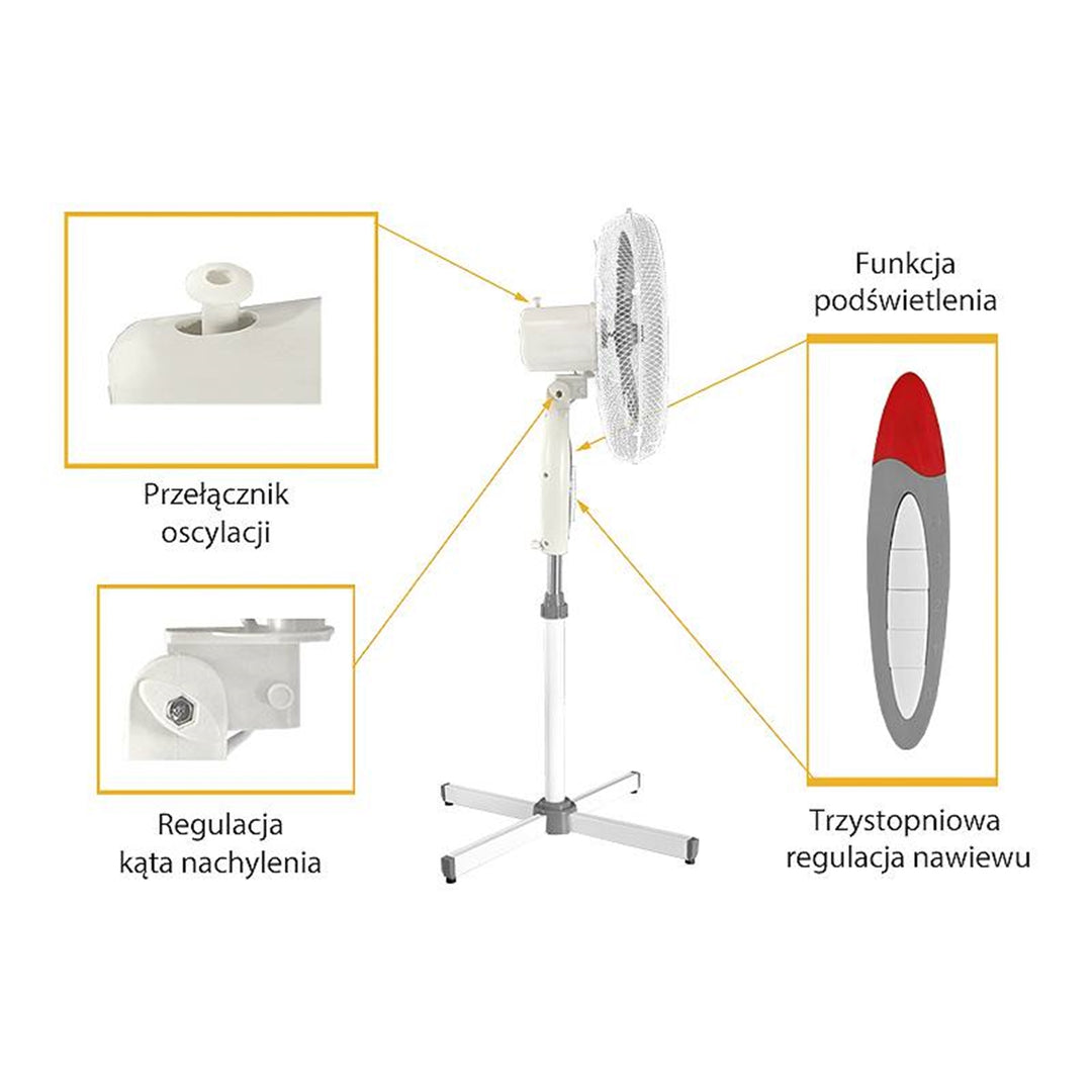 Ventilator de podea cu oscilație 40W LTC WT01 alb