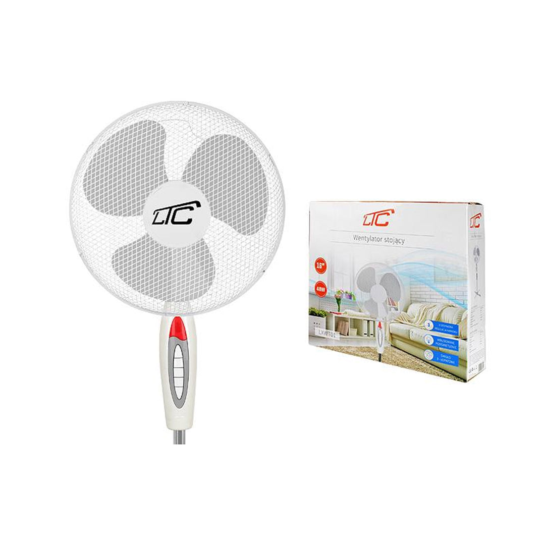 Ventilator de podea cu oscilație 40W LTC WT01 alb