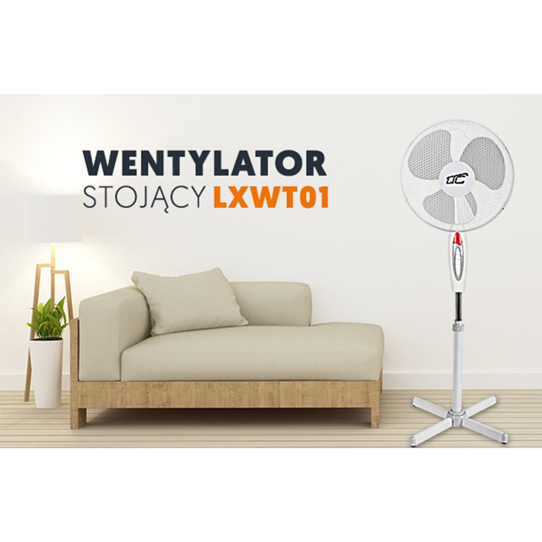 Ventilator de podea cu oscilație 40W LTC WT01 alb