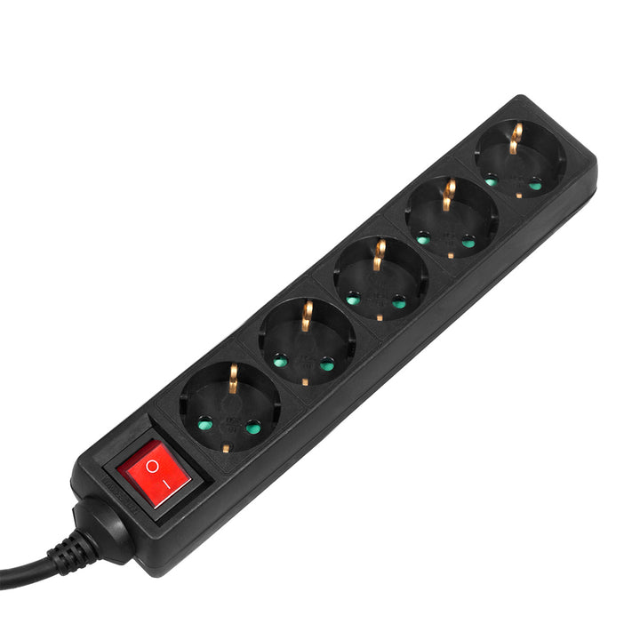 Maclean Power Strip, cablu prelungitor cu 5 prize, cu întrerupător, negru, tip german, 3500W, 1.4m, MCE226G