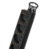 Maclean Power Strip, cablu prelungitor cu 5 prize, cu întrerupător, negru, tip german, 3500W, 1.4m, MCE226G