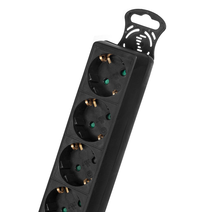 Maclean Power Strip, cablu prelungitor cu 5 prize, cu întrerupător, negru, tip german, 3500W, 1.4m, MCE226G