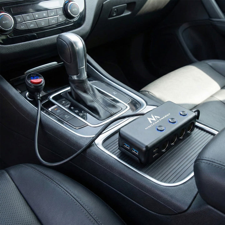 Incarcator Auto MCE218, cu 3 porturi bricheta auto 120W, 4 USB, incarcator auto cu USB tip C 18W, voltmetru