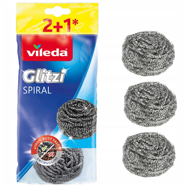 Vileda Glitzi Spiral INOX curățător din oțel inoxidabil 3 bucăți