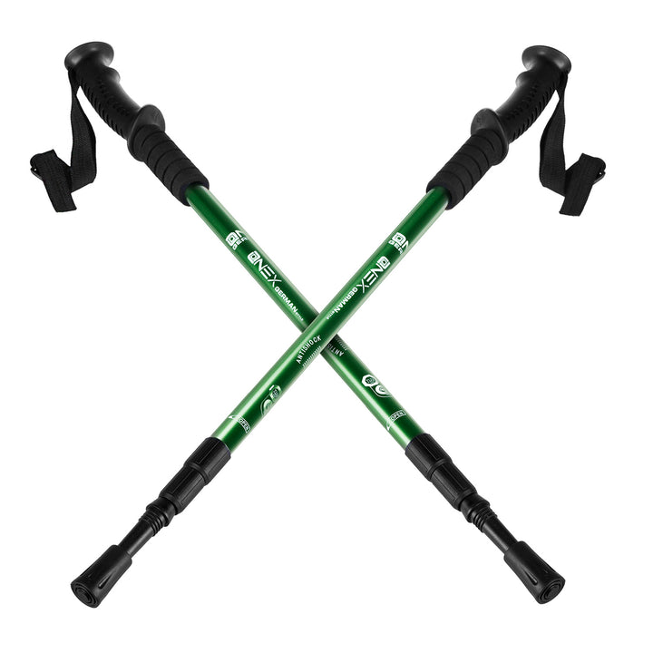 Bețe de Nordic Walking din aluminiu, telescopice, de 65-135 cm, de culoare verde