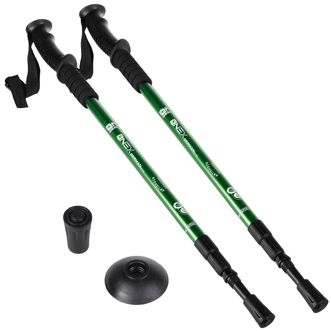 Bețe de Nordic Walking din aluminiu, telescopice, de 65-135 cm, de culoare verde