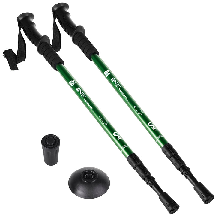 Bețe de Nordic Walking din aluminiu, telescopice, de 65-135 cm, de culoare verde