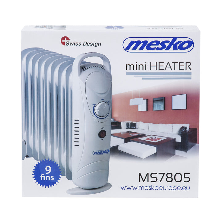 Încălzitor de ulei Mesko, 9 aripioare, 1000W, control temperatură, gri, MS 7805