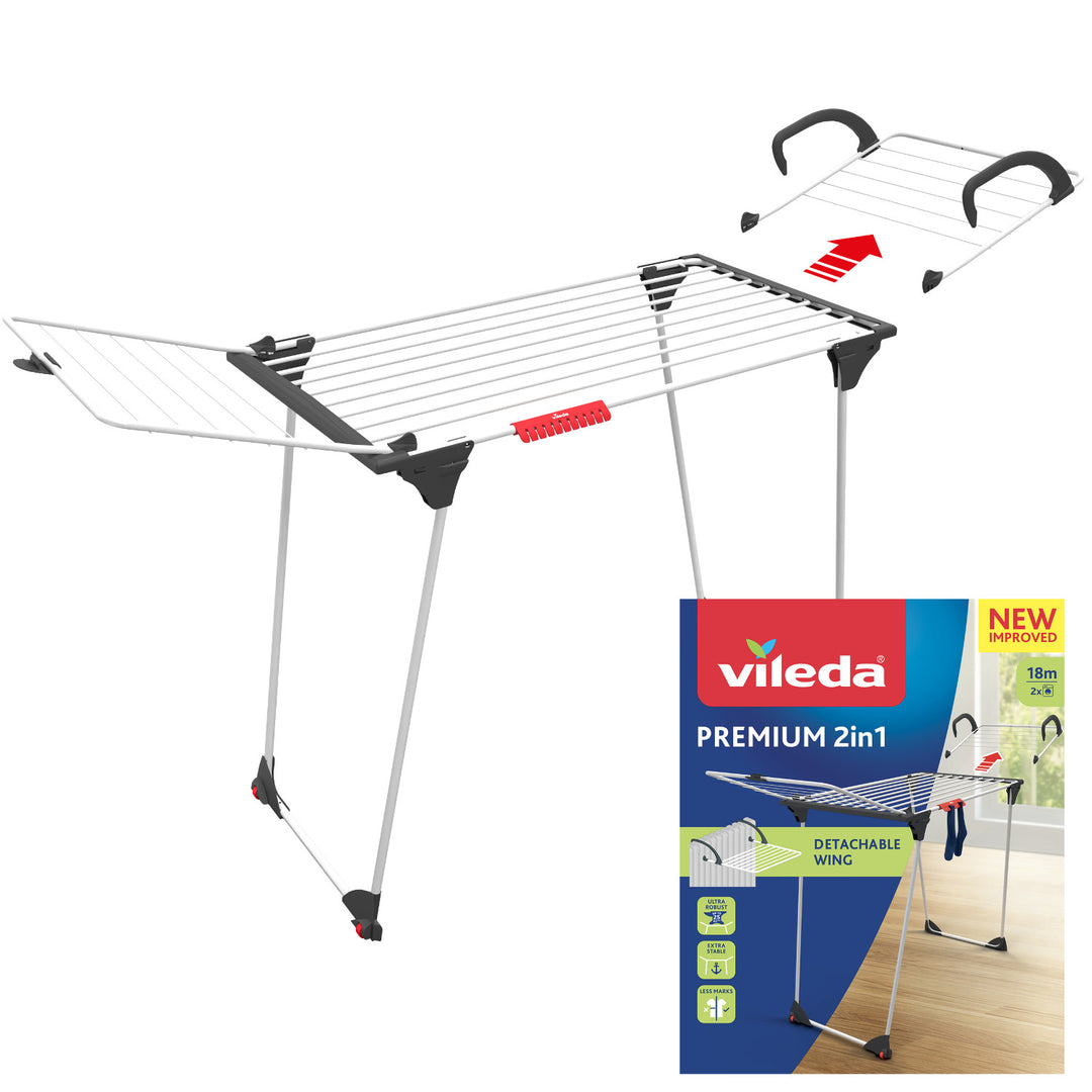 Uscător de rufe Vileda Premium 2-în-1 cu blocare cu aripă