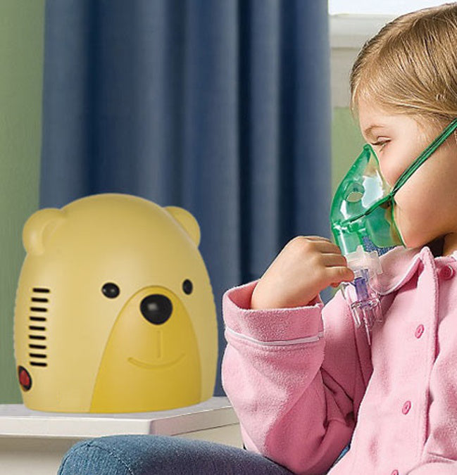 Inhalator pentru copii Promedix PR-811 ursuleț de pluș, set nebulizator, măști, filtre Versiunea britanică