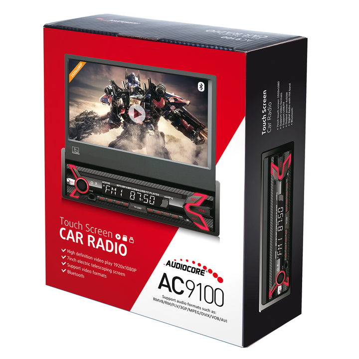 Audiocore AC9100 Car Radio LCD 7 "Ecran 1080P MP5 MP3 USB AVI DivX Bluetooth Mâini libere RDS Radio digital Telecomandă 1 DIN