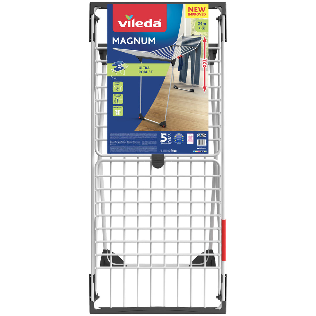 Uscător de rufe de podea Vileda Magnum, suprafață de uscare de 24 m², cabluri de oțel XXL