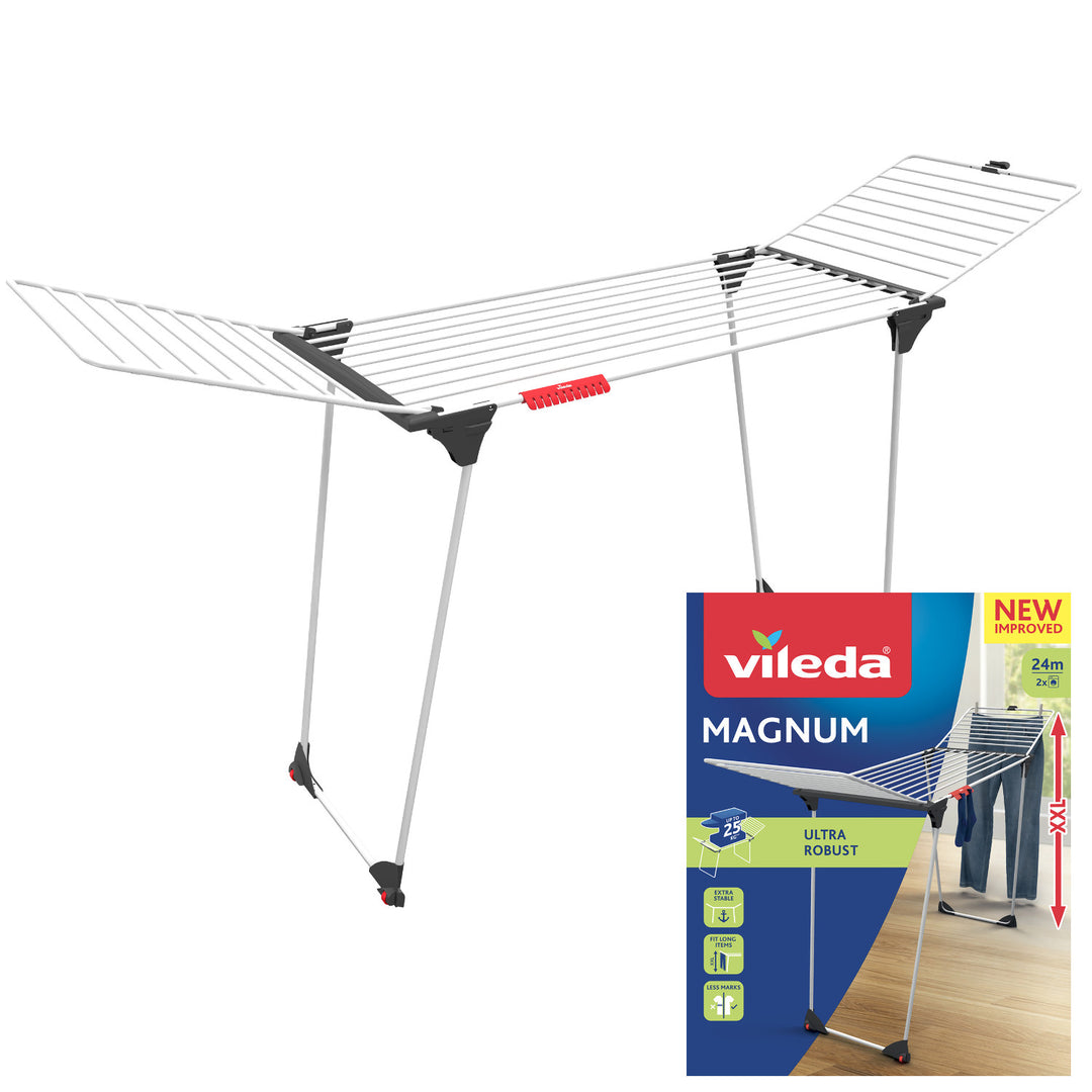 Uscător de rufe de podea Vileda Magnum, suprafață de uscare de 24 m², cabluri de oțel XXL