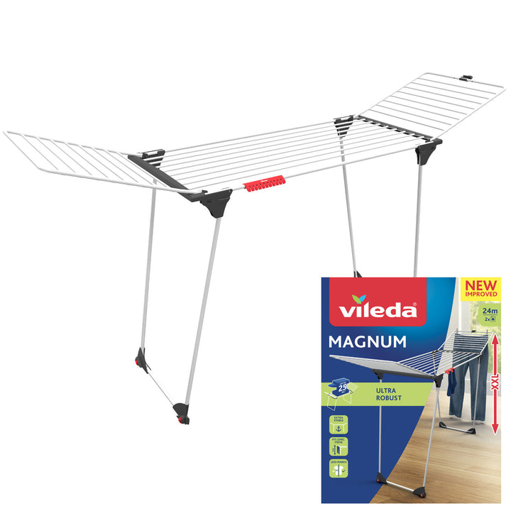 Uscător de rufe de podea Vileda Magnum, suprafață de uscare de 24 m², cabluri de oțel XXL