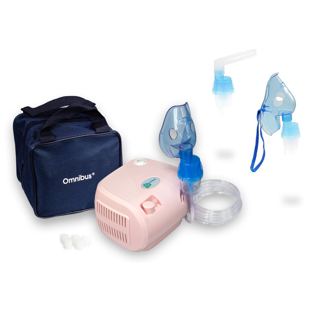 Inhalator Omnibus, funcționare continuă, 2 măști, filtre de rezervă, pulbere roz, BR-CN116B