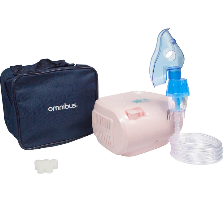 Inhalator Omnibus, funcționare continuă, 2 măști, filtre de rezervă, pulbere roz, BR-CN116B