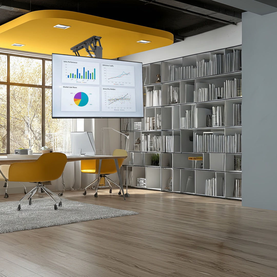 Suport electric de tavan pentru televizor, pentru pereți înclinați 32"-70" 35 kg max. telecomandă Maclean MC-880 max. VESA 600x411