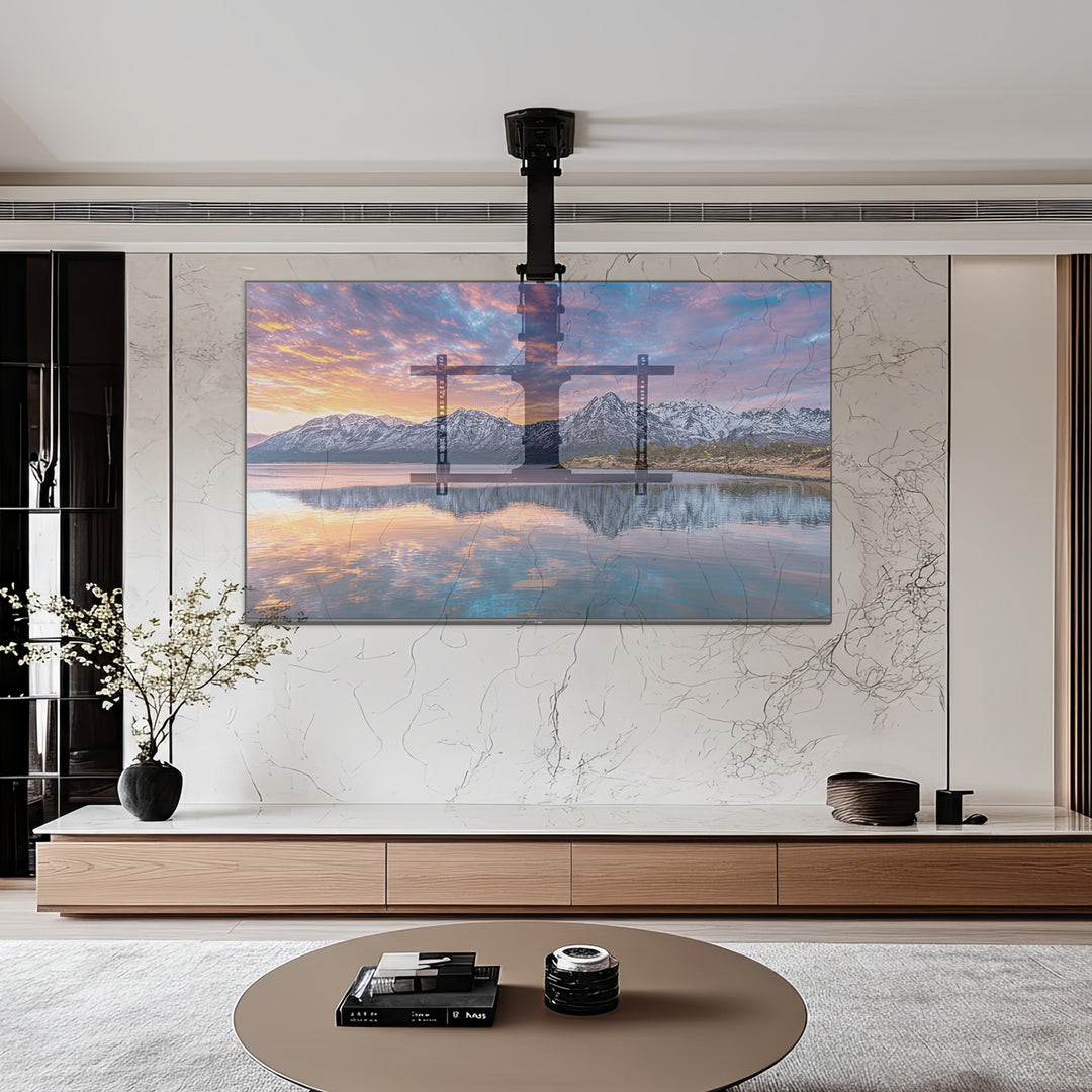 Suport electric de tavan pentru televizor, pentru pereți înclinați 32"-70" 35 kg max. telecomandă Maclean MC-880 max. VESA 600x411