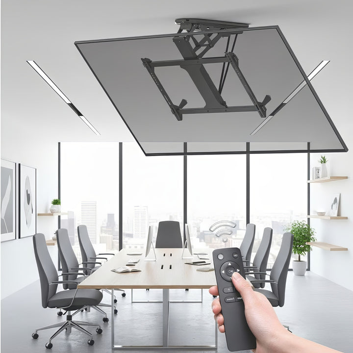 Suport electric de tavan pentru televizor, pentru pereți înclinați 32"-70" 35 kg max. telecomandă Maclean MC-880 max. VESA 600x411