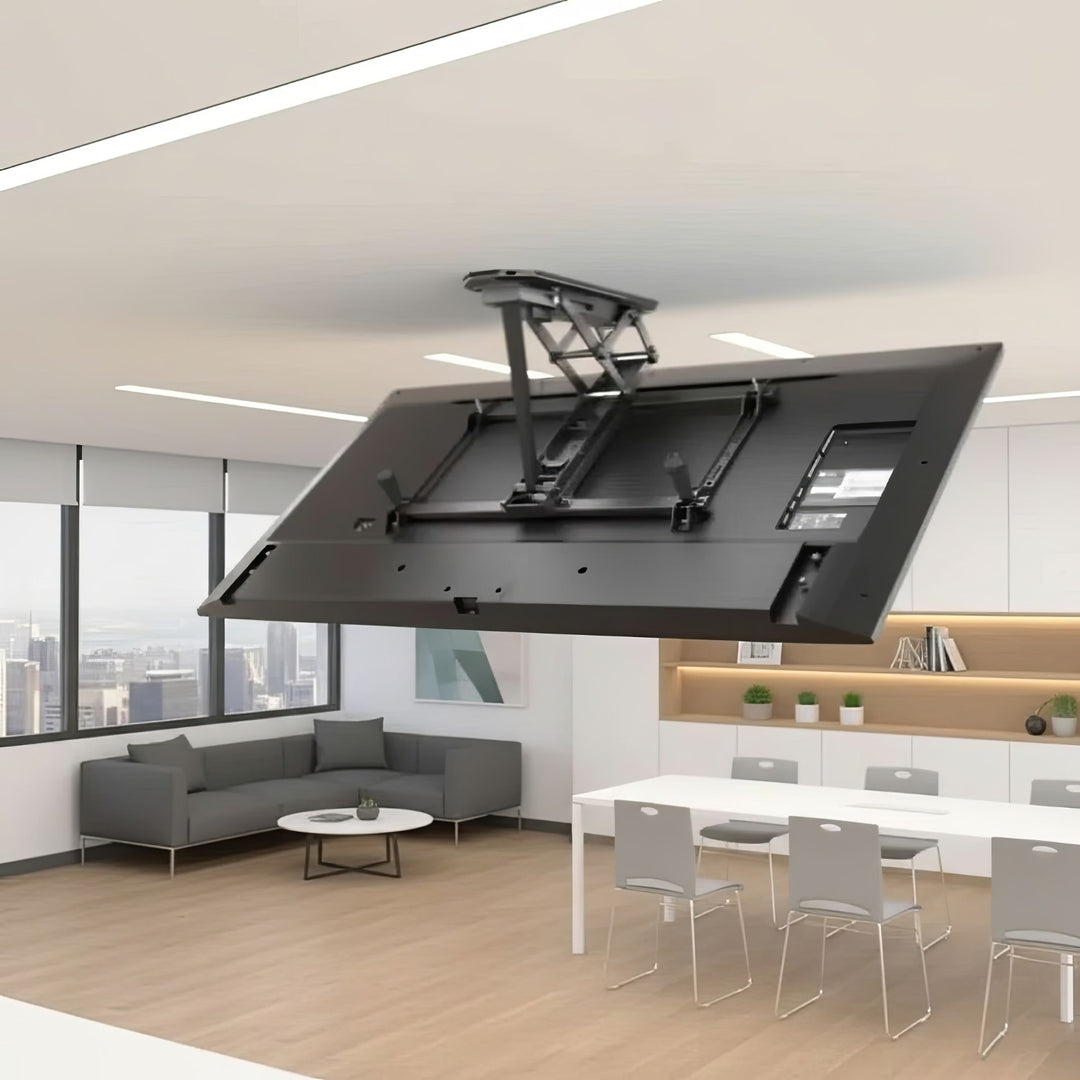 Suport electric de tavan pentru televizor, pentru pereți înclinați 32"-70" 35 kg max. telecomandă Maclean MC-880 max. VESA 600x411