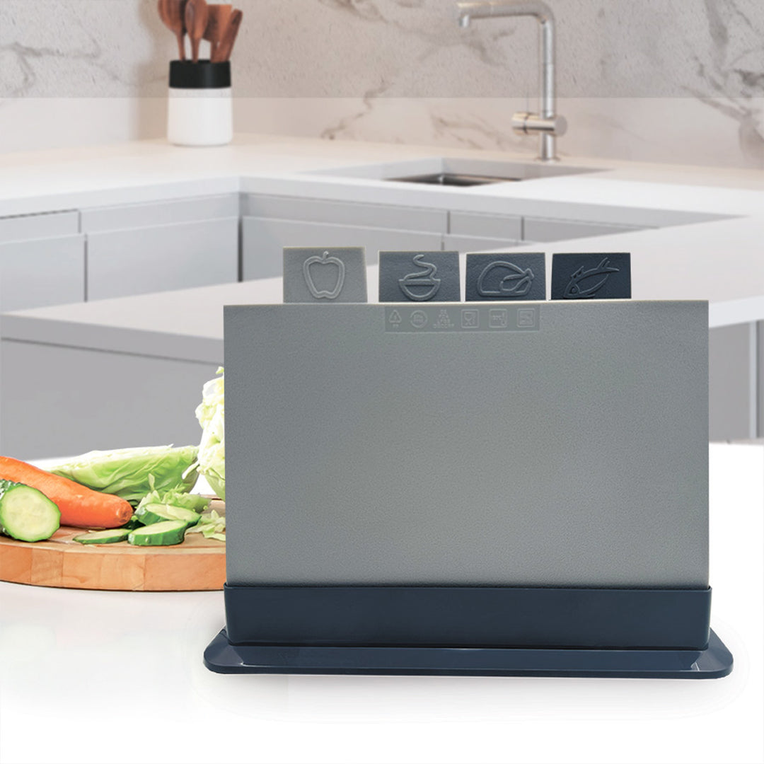 Maestro MR1787 Maestro MR1787 Chopping Cutting Board Stand Symbol Coded Reversible Plastic Set 4 PCS Dishwasher Safe