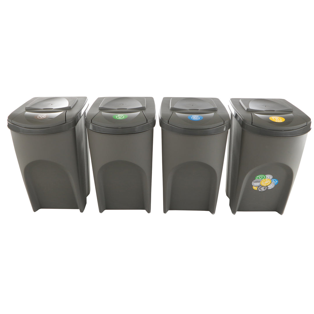 Cosuri de sortare selectiva a deseurilor Prosperplast Sortibox 4x35L - Gri