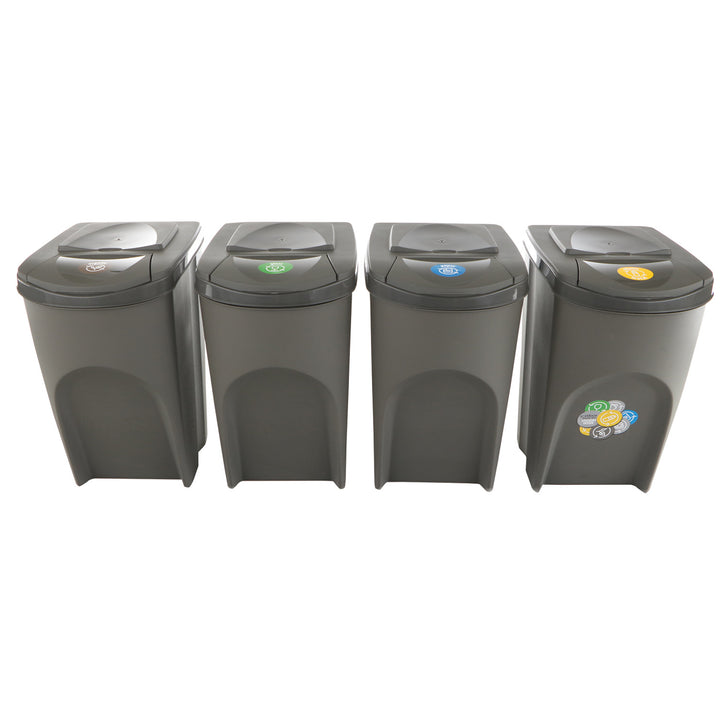 Cosuri de sortare selectiva a deseurilor Prosperplast Sortibox 4x35L - Gri