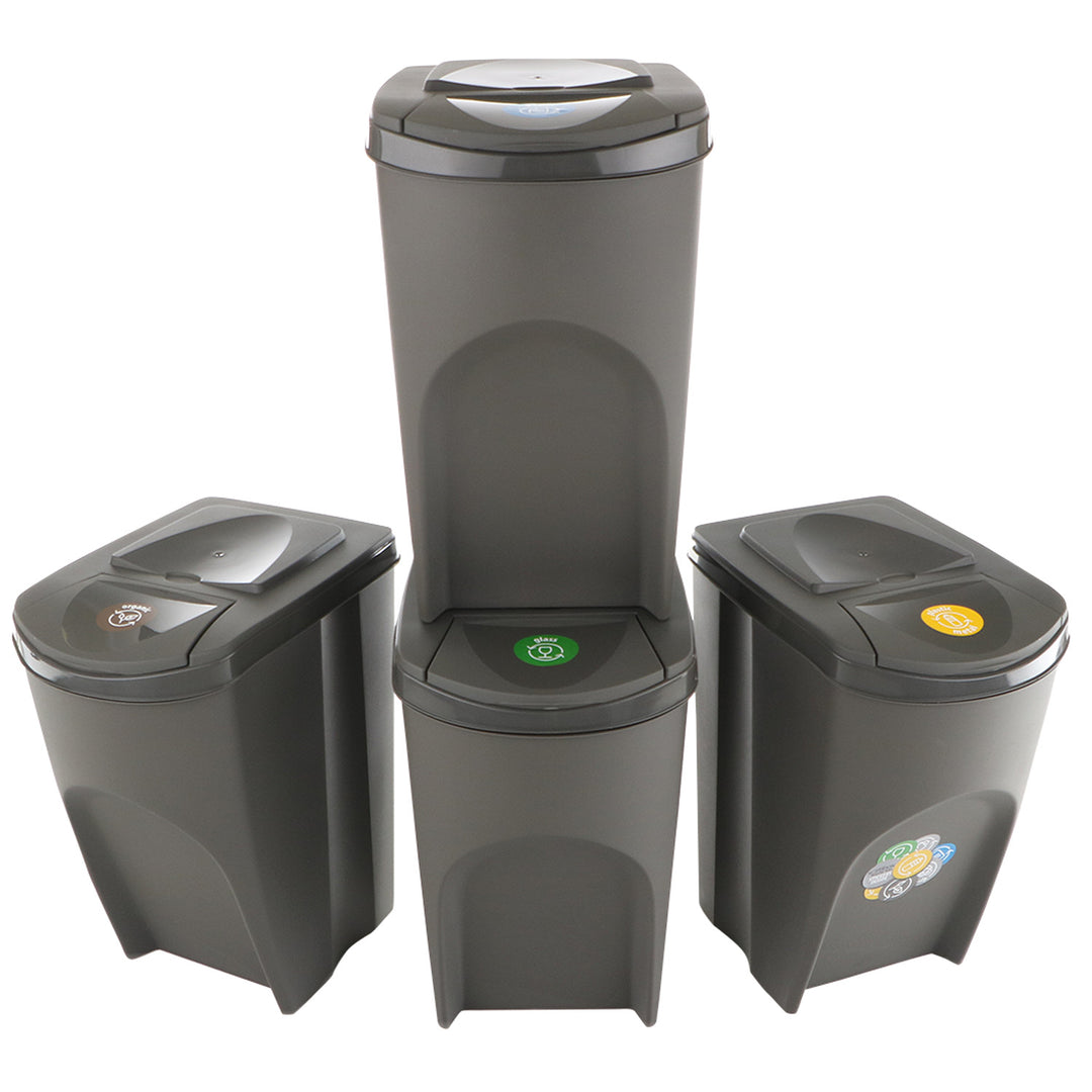 Cosuri de sortare selectiva a deseurilor Prosperplast Sortibox 4x35L - Gri