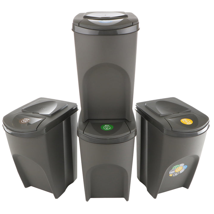 Cosuri de sortare selectiva a deseurilor Prosperplast Sortibox 4x35L - Gri
