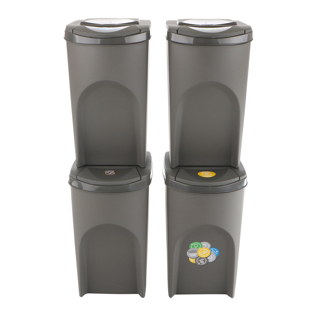 Cosuri de sortare selectiva a deseurilor Prosperplast Sortibox 4x35L - Gri