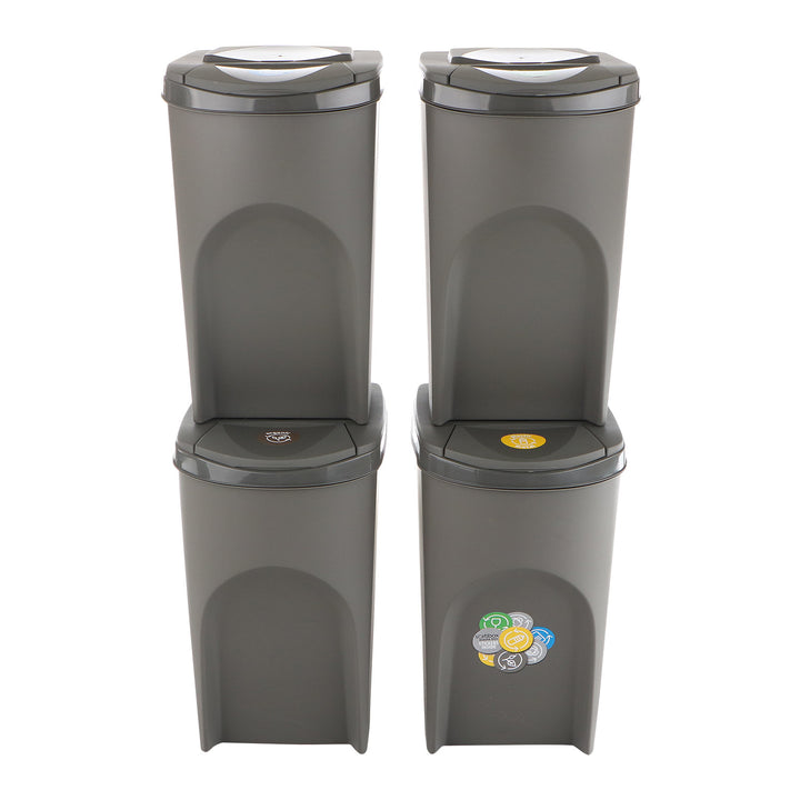Cosuri de sortare selectiva a deseurilor Prosperplast Sortibox 4x35L - Gri