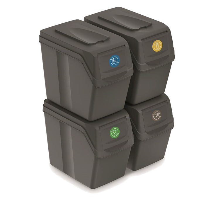 Coș de gunoi sortabil Sortibox pentru separarea deșeurilor 4x20L gri