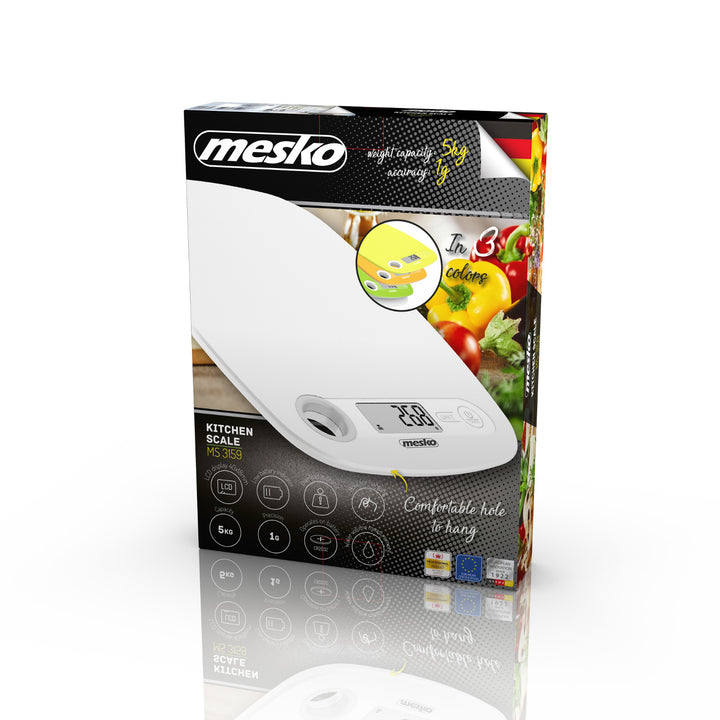 Cântar de bucătărie electronic LCD Mesko MS 3159w alb