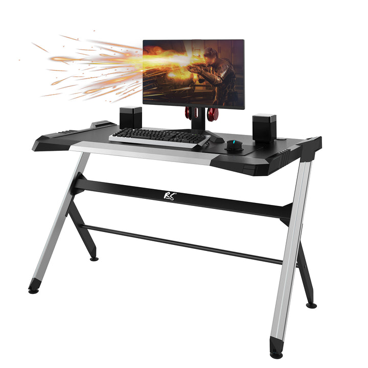 Birou de jocuri negru mare RGB Led NanoRS RS150 50kg max, înălțime 780mm