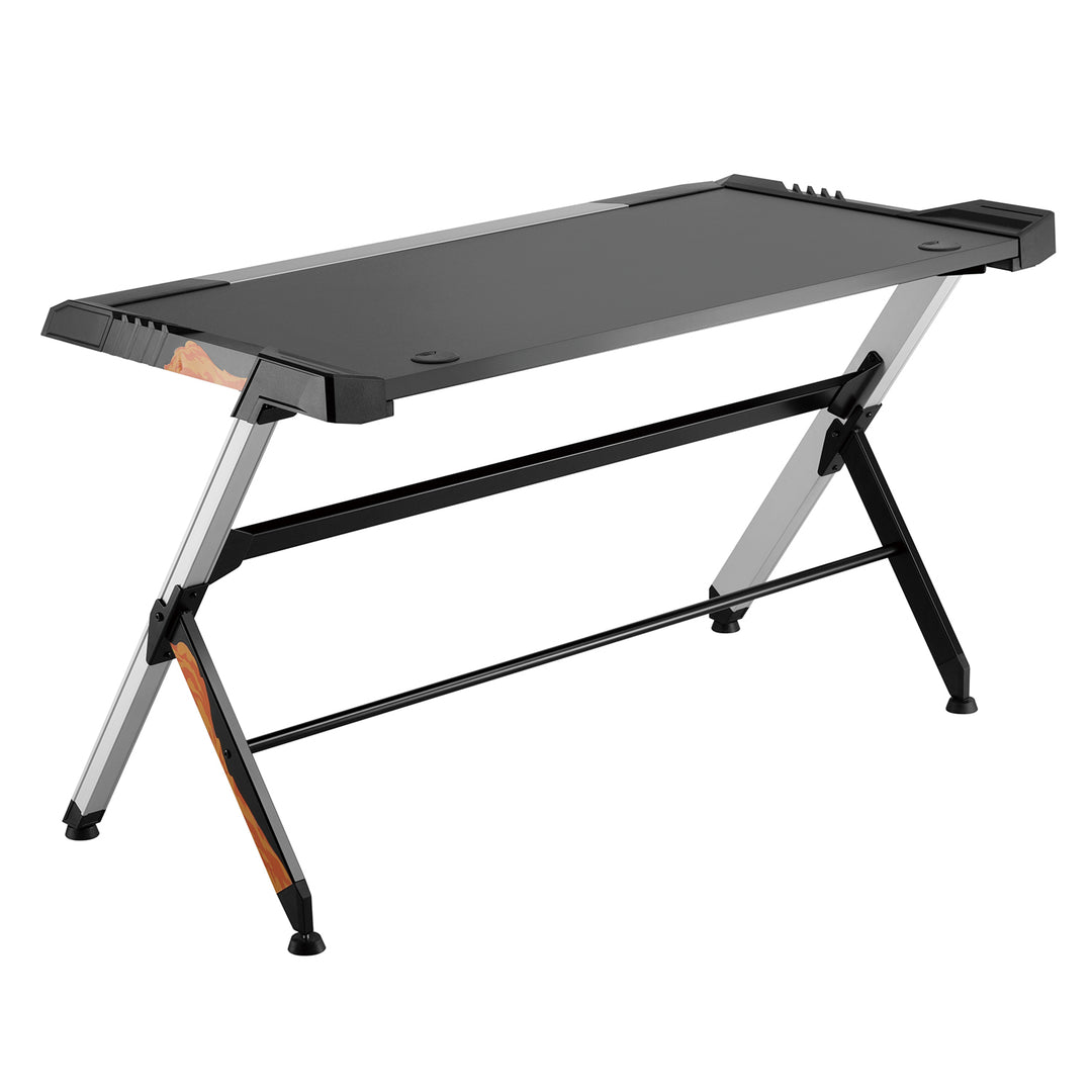 Birou de jocuri negru mare RGB Led NanoRS RS150 50kg max, înălțime 780mm