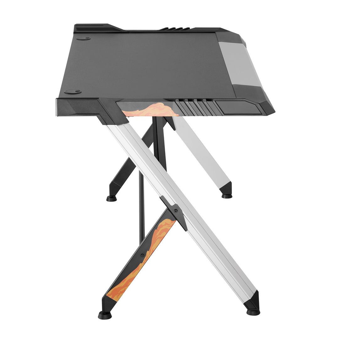 Birou de jocuri negru mare RGB Led NanoRS RS150 50kg max, înălțime 780mm
