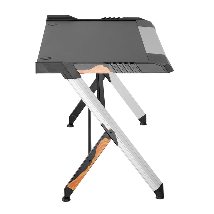 Birou de jocuri negru mare RGB Led NanoRS RS150 50kg max, înălțime 780mm