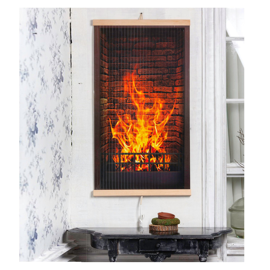 Încălzitor cu infraroșu - panou de încălzire flexibil 430W TRIO design 1 șemineu, dimensiuni 100x57cm cu regulator