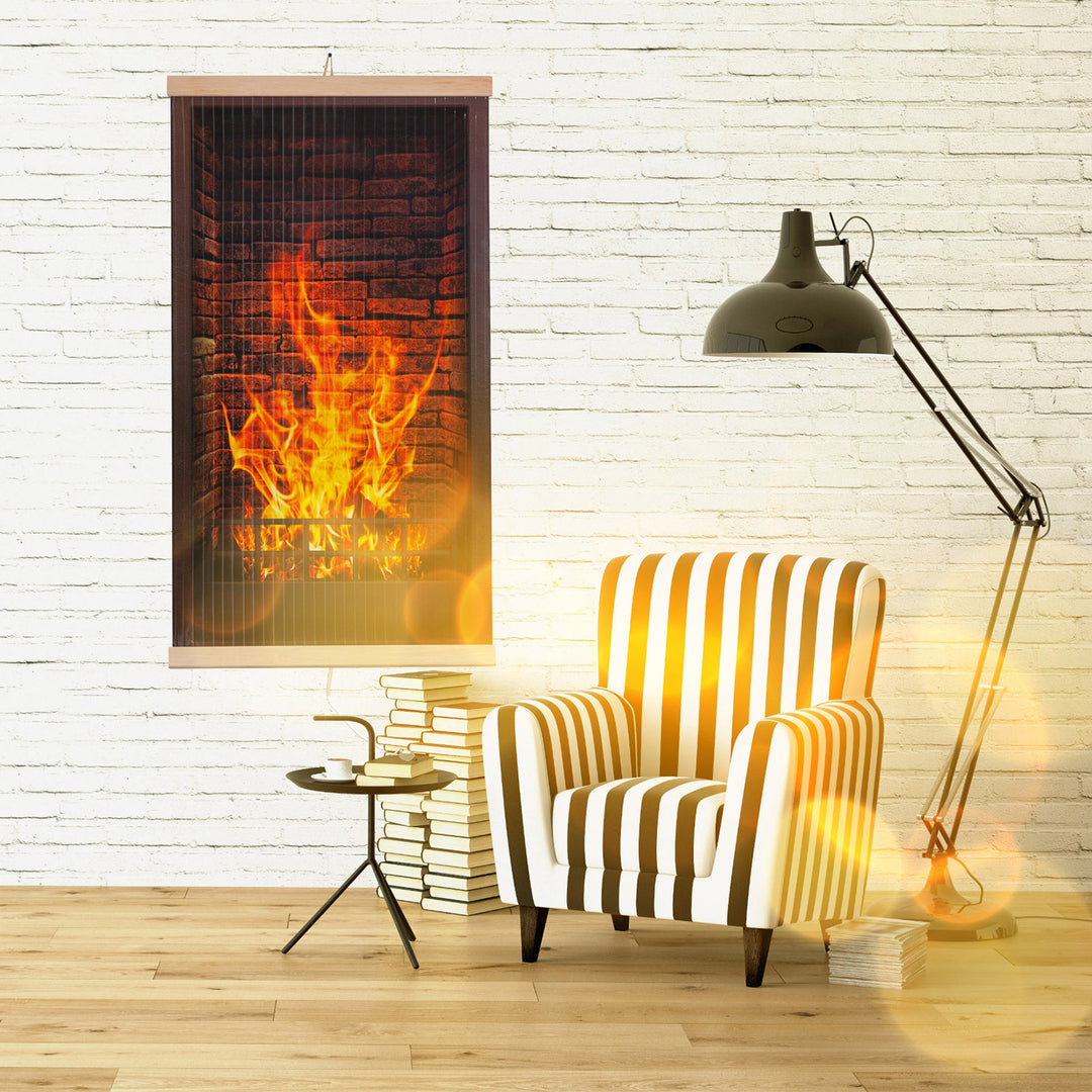 Încălzitor cu infraroșu - panou de încălzire flexibil 430W TRIO design 1 șemineu, dimensiuni 100x57cm cu regulator