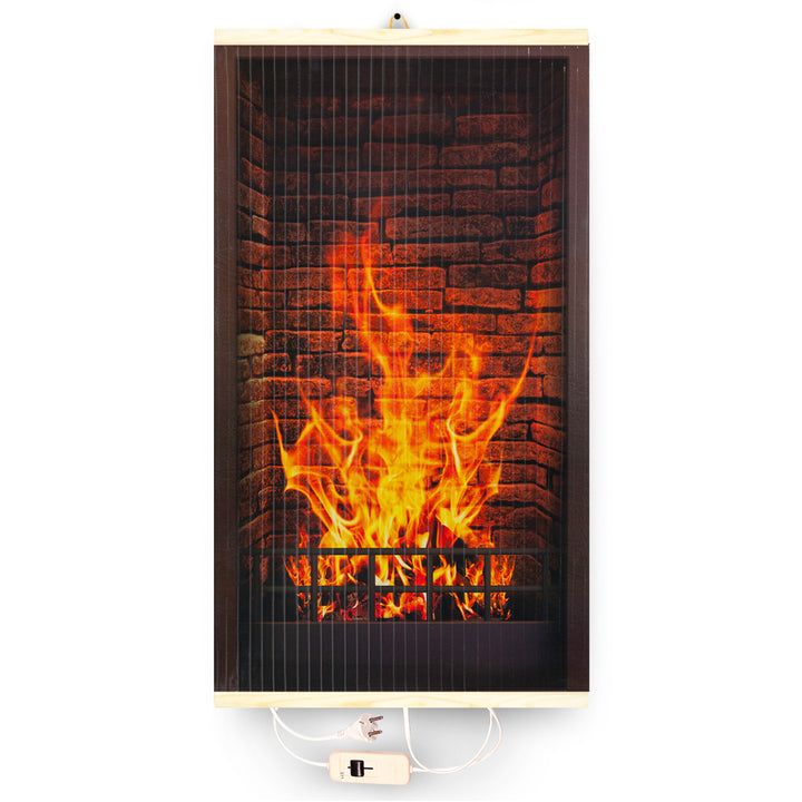 Încălzitor cu infraroșu - panou de încălzire flexibil 430W TRIO design 1 șemineu, dimensiuni 100x57cm cu regulator