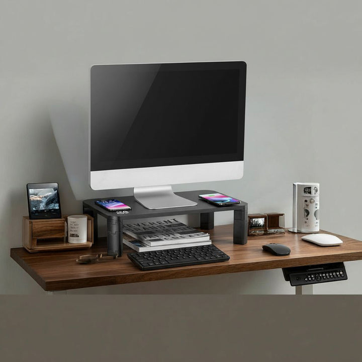 Suport pentru monitor Ergo Office, reglabil, cu încărcător wireless Qi, max. 20 kg, 17-32", ER-415