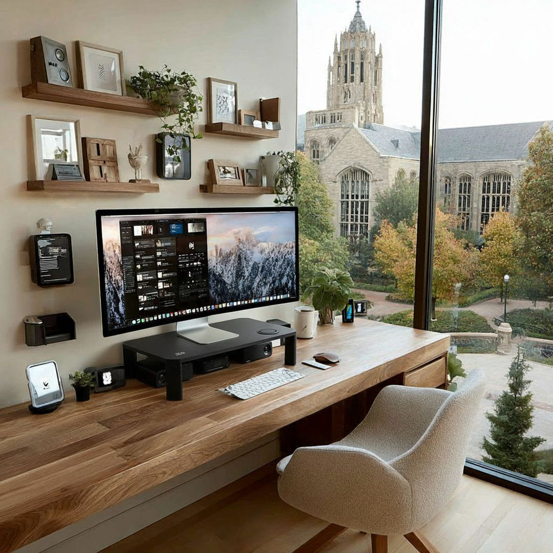 Suport pentru monitor Ergo Office, reglabil, cu încărcător wireless Qi, max. 20 kg, 17-32", ER-415