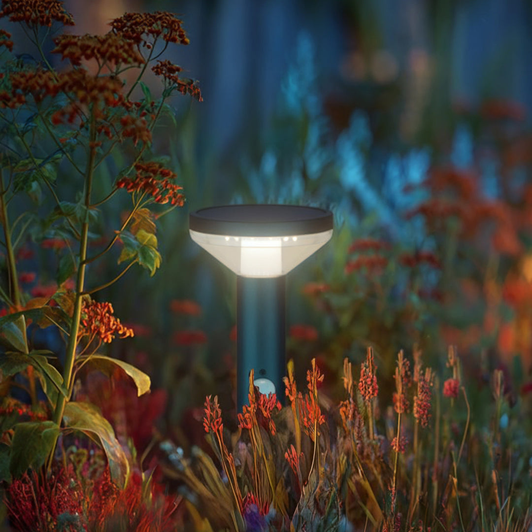 Lampa solara LED cu senzor, MCE465 C/M IP44, Bateria Li-ion 18650, IP44, 3,7V, 1200 mAh, neagra