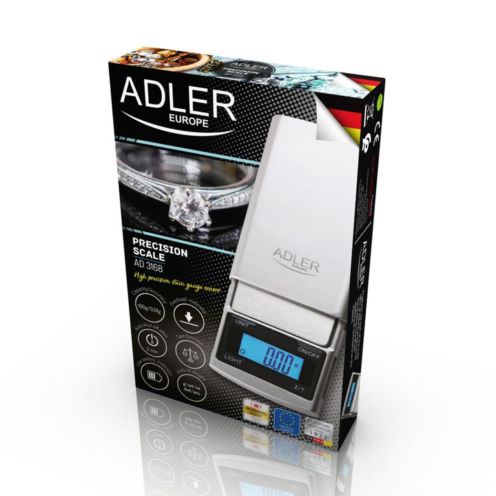 Balanță de precizie Adler, afișaj LCD, până la 100g, AD 3168
