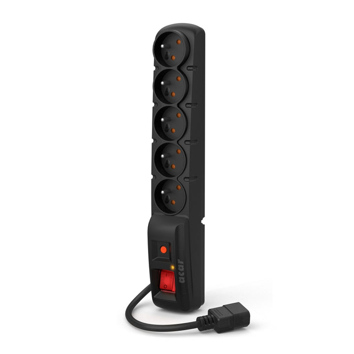 Bandă de protecție la supratensiune Acar, mufă IEC, negru, 2300W, 5m, F5 IEC