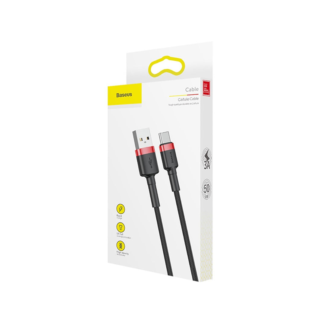 Cablu de incarcare Baseus, USB tip C, lungime 50cm, 3A, negru, BASKBK46595